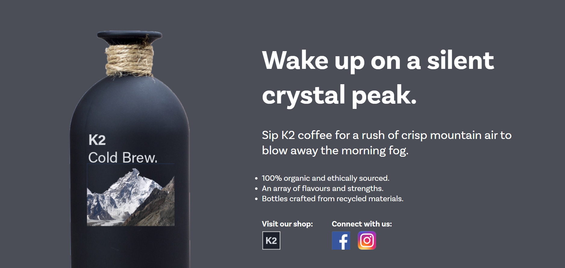 K2 Coffee, Landing Page