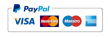 Paypal, Mastercard, Visa, Maestro, American Express